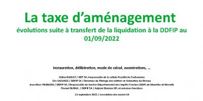 Webinaire sur le partage de la taxe d’aménagement